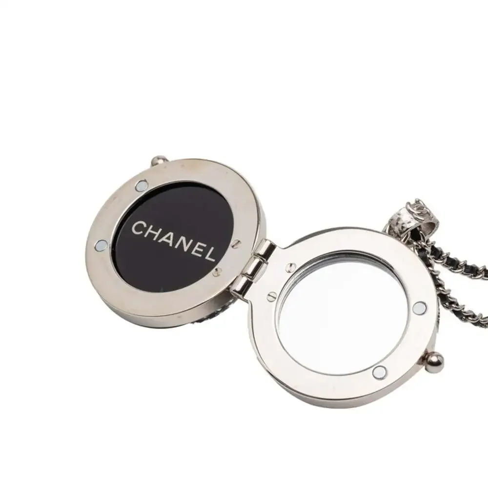 Chanel Cc Logo Pendant Necklace Silver- #249964C17B